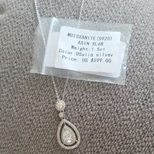 Moissanite Sterling Silver Teardrop Necklace